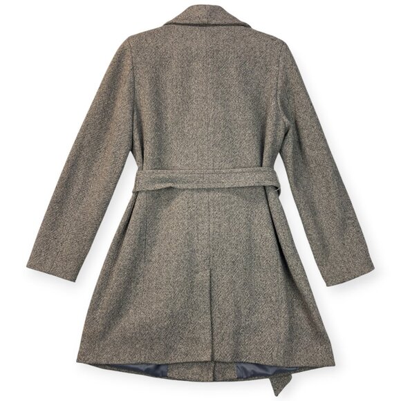 Vintage Covington Womens Coat Donegal Tweed Wool Blend Belted Outerwear Tan Sz L - Picture 4 of 16